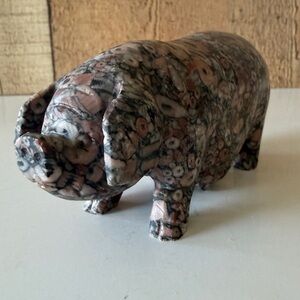 Carved Limestone Pig Figurine
